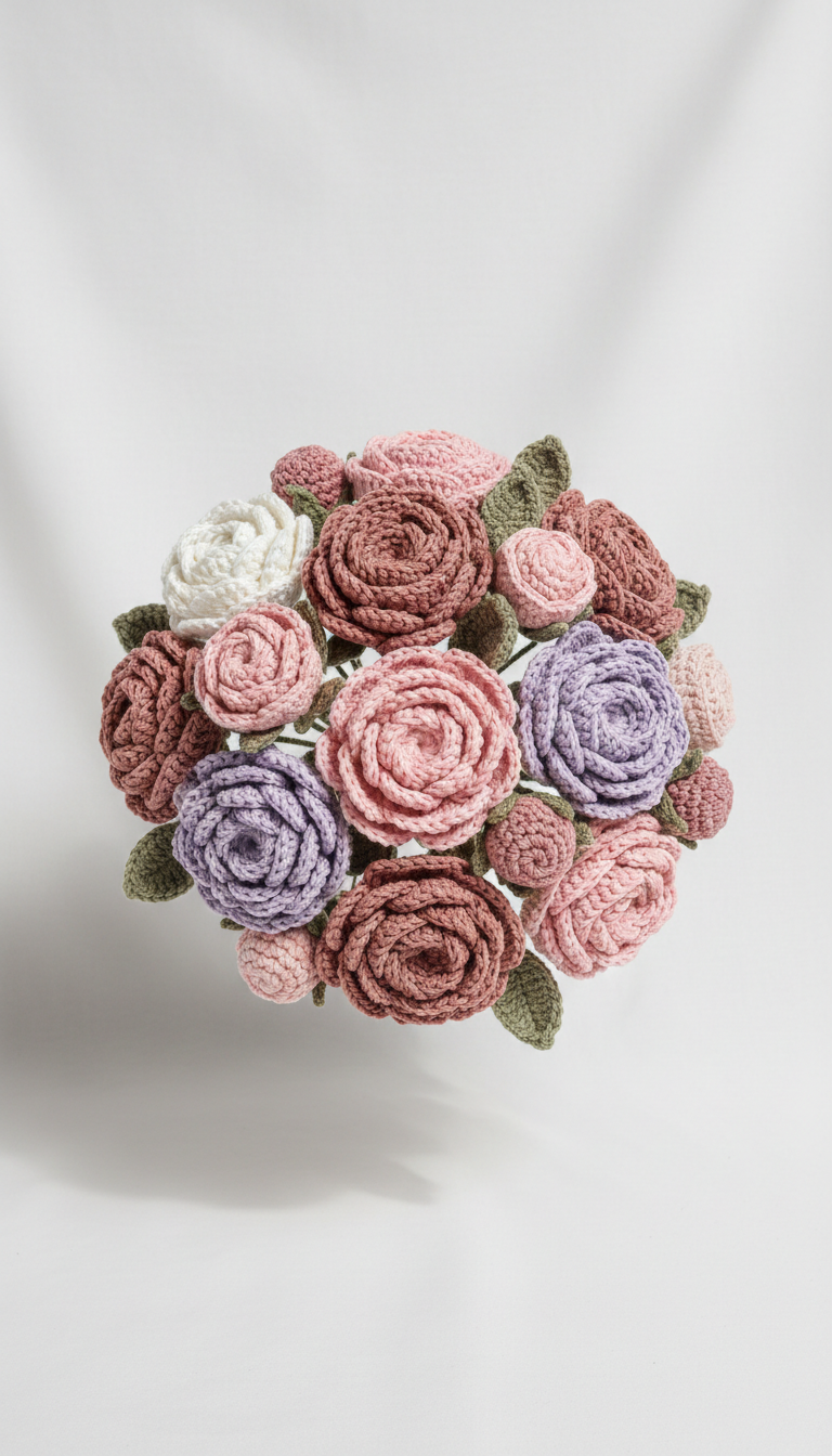 Blush petal crochet bouquet