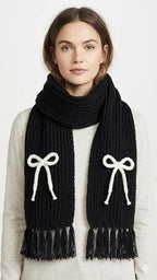 Bow Detail Check Winter Muffler/Scarf/Stole