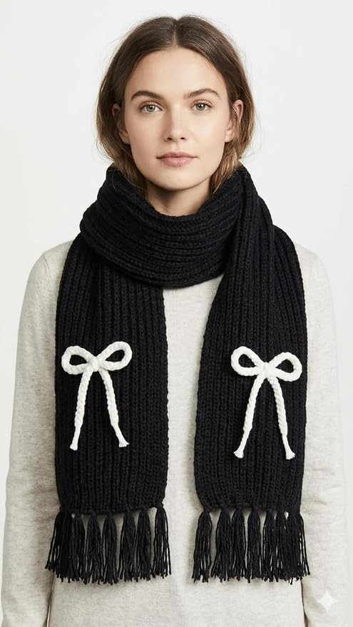 Bow Detail Check Winter Muffler/Scarf/Stole