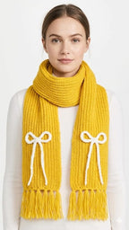 Bow Detail Check Winter Muffler/Scarf/Stole