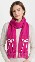 Bow Detail Check Winter Muffler/Scarf/Stole