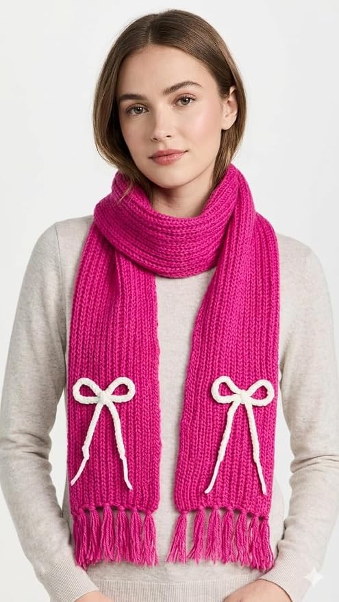 Bow Detail Check Winter Muffler/Scarf/Stole