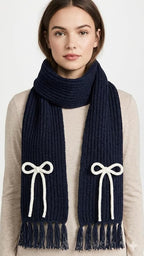 Bow Detail Check Winter Muffler/Scarf/Stole