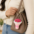 Mini Rose Crochet Bouquet Keychain