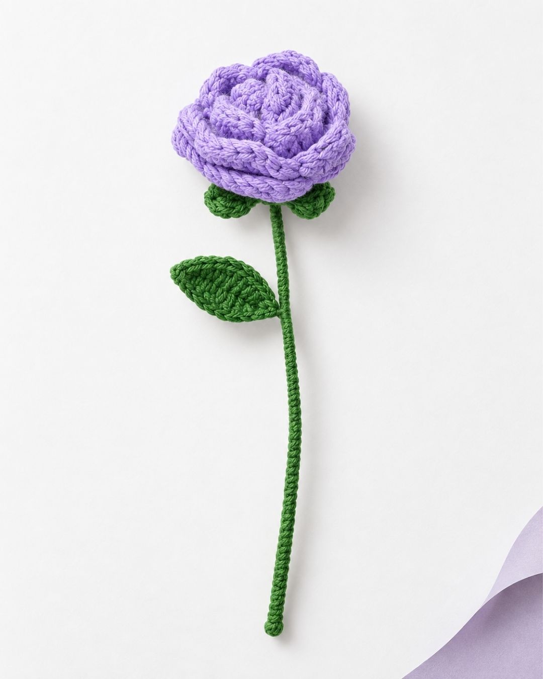 Handmade Crochet Rose Flower Stem
