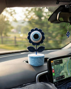 Evil Eye Flower in Pot - Handmade Crochet Desk Decor