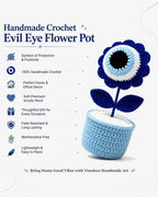 Evil Eye Flower in Pot - Handmade Crochet Desk Decor