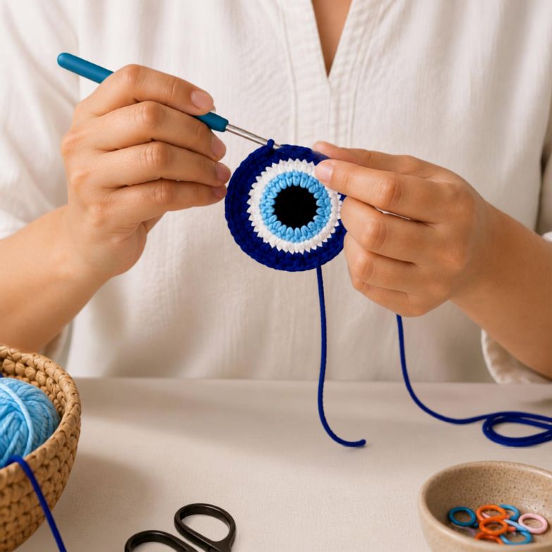 Crochet Evil Eye Tassel Charm