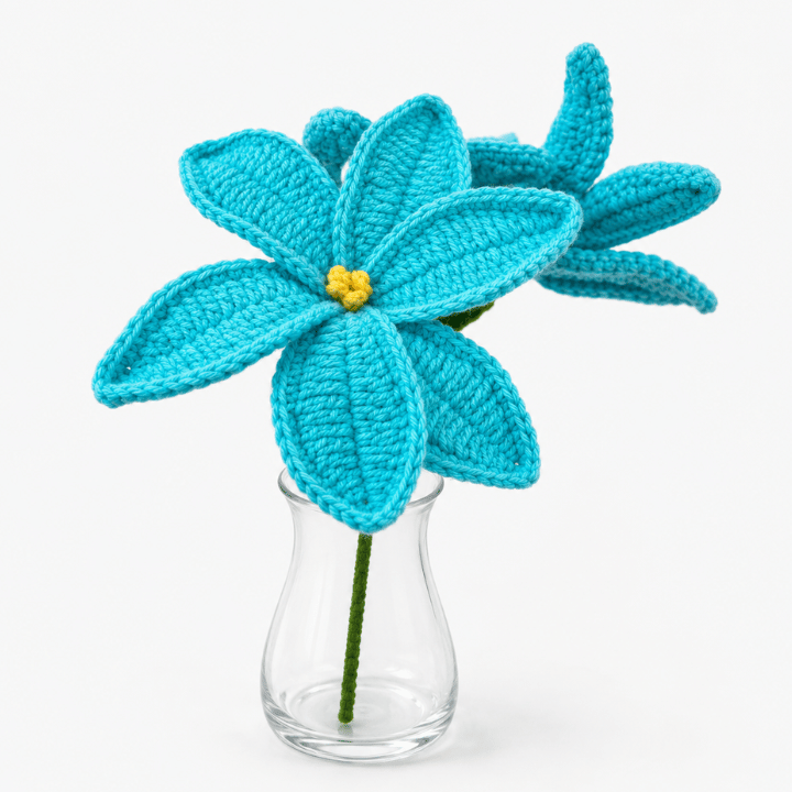 Crochet Lily Flower Royal Blue