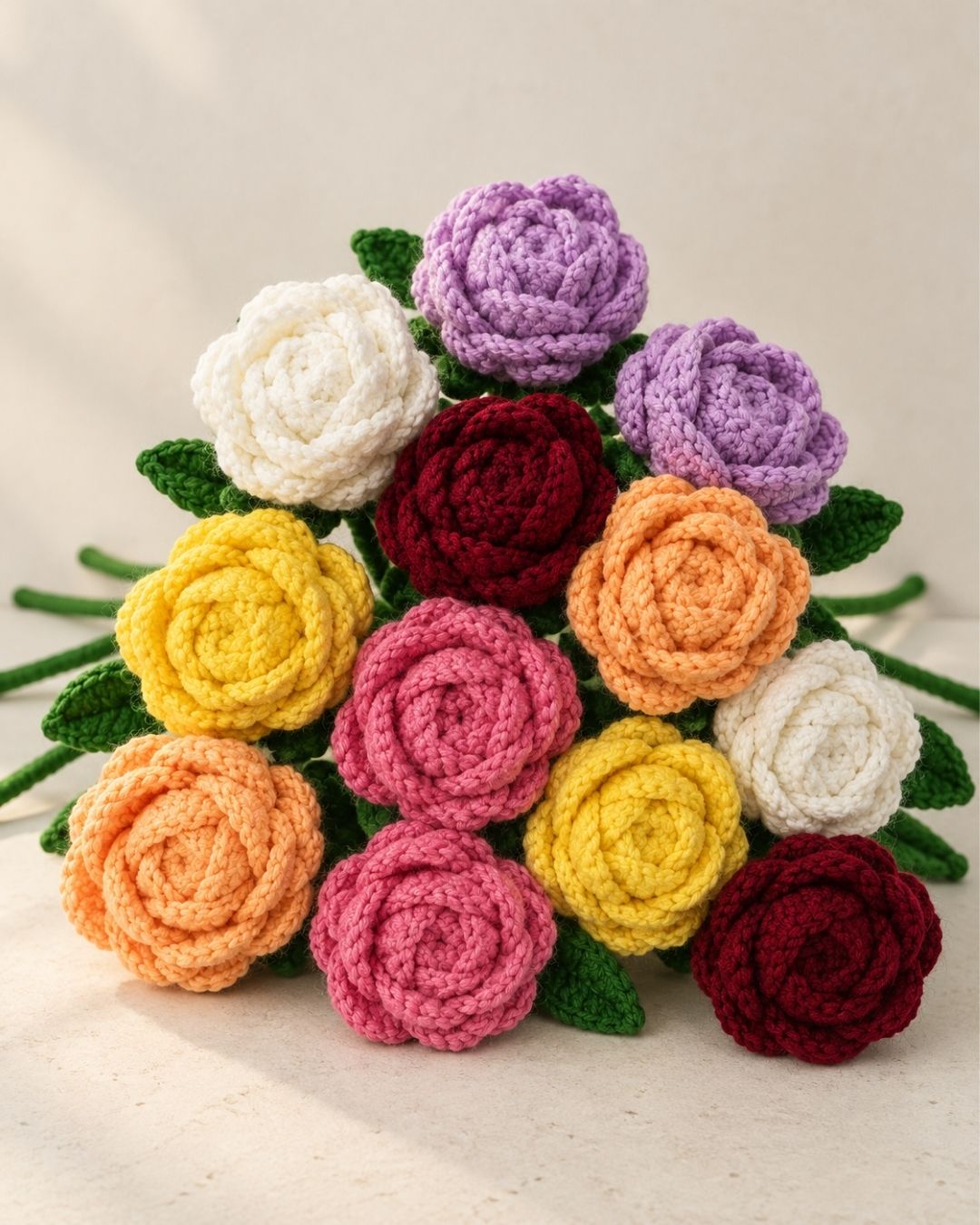 Handmade Crochet Rose Flower Stem