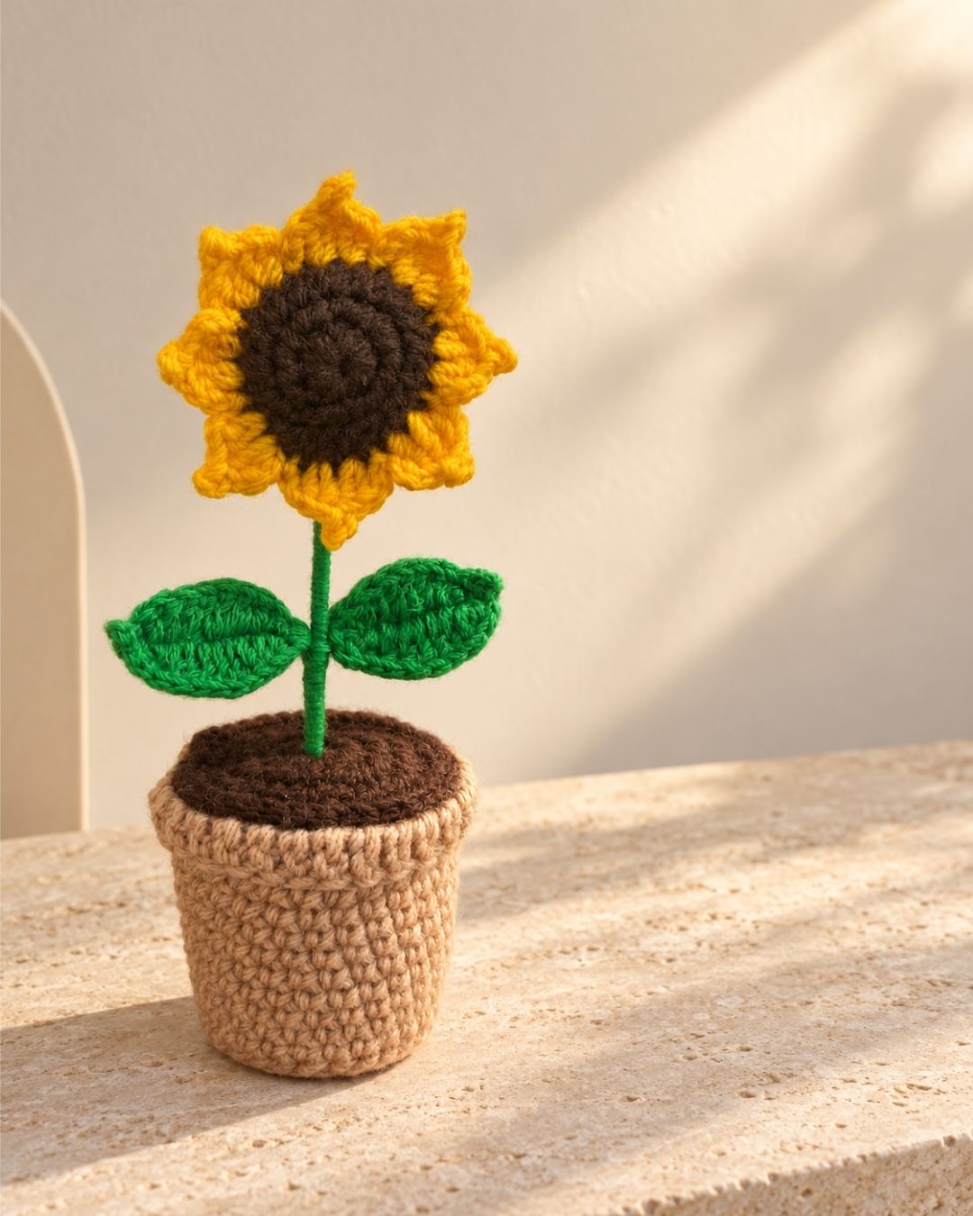 Golden Hour Sunflower Crochet Pot