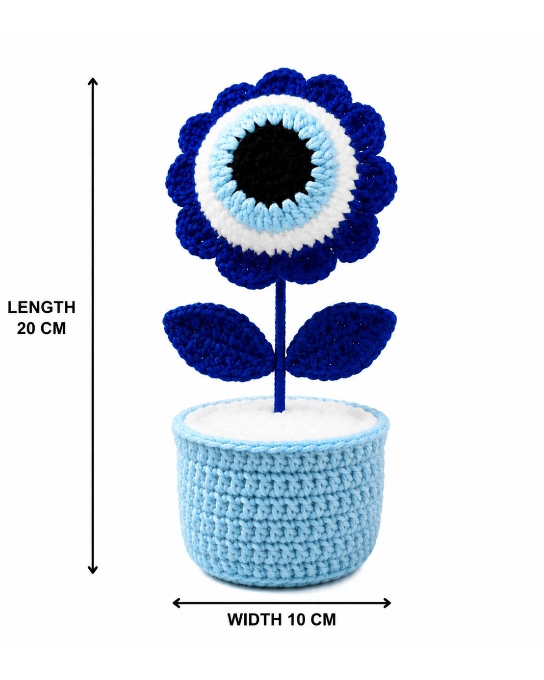 Evil Eye Flower in Pot - Handmade Crochet Desk Decor