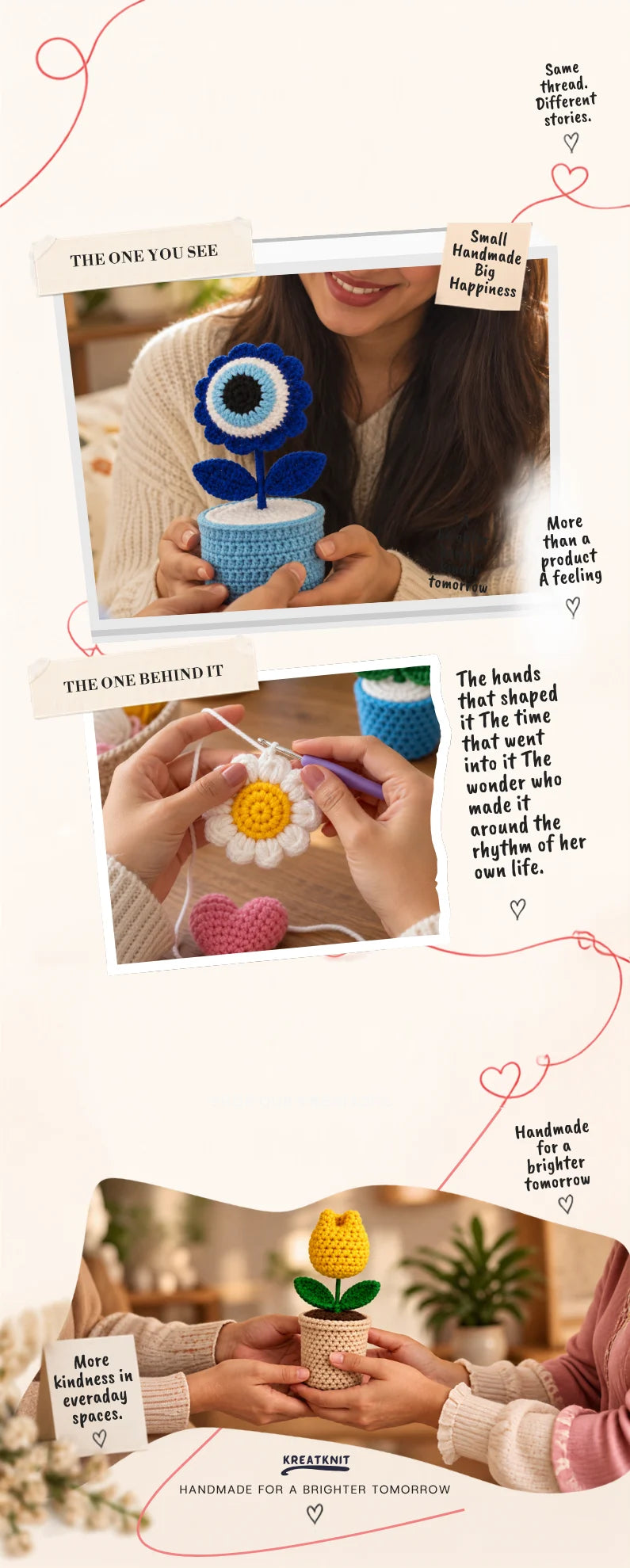 The visible Kreatknit creation and the woman who makes it by hand